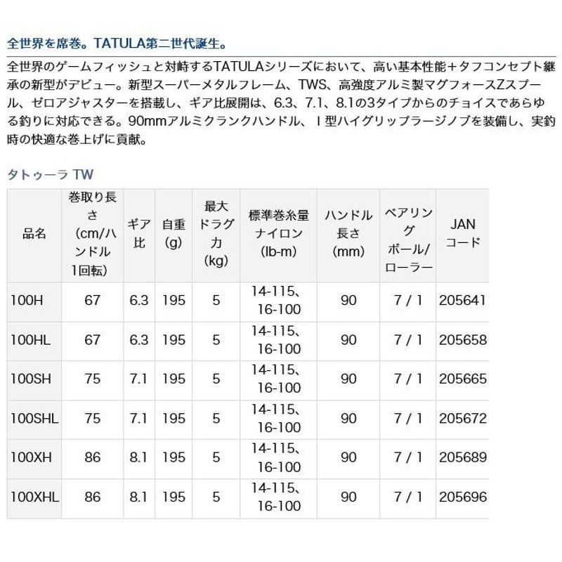 ダイワ(DAIWA) ベイトリール 19 タトゥーラ TW 100SH(2019モデル)-