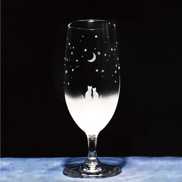 Atelier Kees 一起看新月夜空吧 【皮爾森啤酒】貓咪圖案玻璃系列 360ml