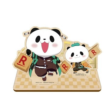 【樂天Books限定商品】樂天 ×《鬼滅之刃》合作　購物熊貓＆小熊貓  木製立體場景立牌 日本必買 | 日本樂天熱銷