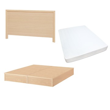 【顛覆設計】三件組 素面床頭片+6分床底+獨立筒床墊(雙人5尺)白橡色