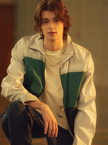 Color Block Zip-Up Jumper_Green