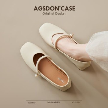 奧古獅登淺口單鞋女2026新款春季平底法式瑪麗珍小皮鞋配裙子涼鞋