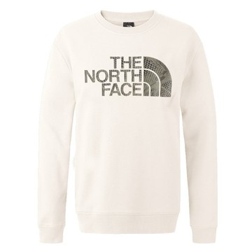 The North Face 女 Logo 經典吸濕透氣棉質長袖圓領T恤.休閒套頭衫.運動上衣/3D TNF品牌標識/8ASU-QLI 沙丘白