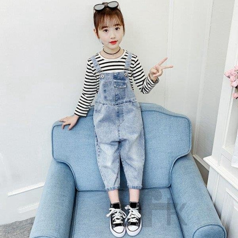 子供服 デニムオーバーオール キッズ 女の子 ボトムス ロングパンツ 子供服 春秋 カジュアル オーバーオール 無地 ゆったり 可愛い 女児 通学 普段着 通販 Lineポイント最大get Lineショッピング
