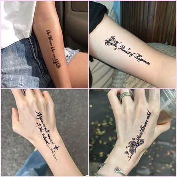 🔥臺灣出貨🔥賣場滿150出貨-唯美花語英文草本紋身貼女ins高顏值防水持久網紅半永久刺青小腹DZJKF