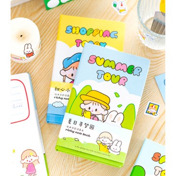 🍋檸檬青🍋 新款現貨特價售完無補超可愛幼稚園甜心茶花會系列6款手繪卡通手賬本96張入日記本筆記本記事本手賬本