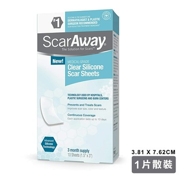 【ScarAway培瑞克】皮膚護理矽膠貼片-透明1片散裝(3.8cm *7.62cm)