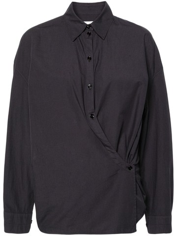 LEMAIRE - twist-detail cotton shirt - women - Cotton - 40 - Blue