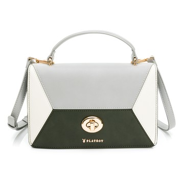 PLAYBOY - 撞色翻蓋斜背包 Contrast系列 - 灰綠色/541-4202-40-7
