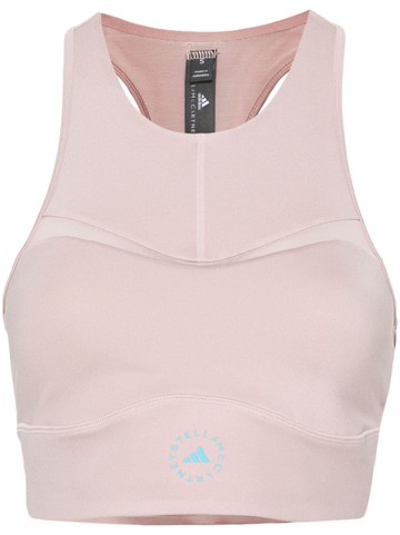 adidas by Stella McCartney - logo-print padded sports bra - women - Recycled Polyester/Elastane/Recycled Polyester/Recycled Spandex - S - Pink