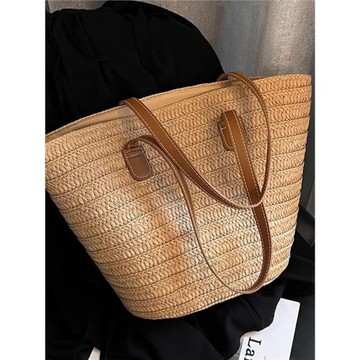 夏天草編包女大容量竹編托特包海邊沙灘度假旅游菜籃子編織水桶包