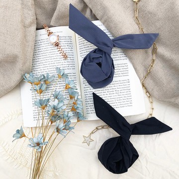 素素 / 灰藍 深藍 / 軟鐵絲 鐵絲 髮帶 髮箍