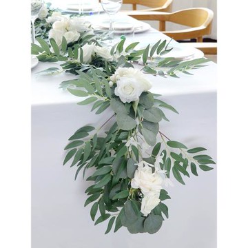 餐桌擺花西式婚禮花藝假花裝飾桌花擺件仿真玫瑰氛圍布置宴會沙龍