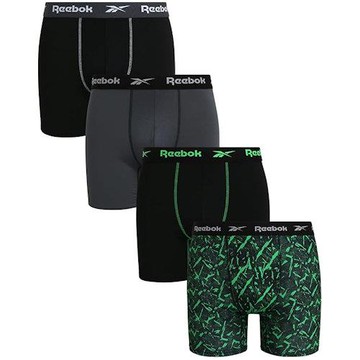 Reebok 2025男彈性合身黑灰綠色四角修飾內著混搭4件組