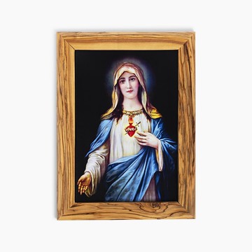 桌上直立式相框  進口橄欖原木 聖母聖心 167-86