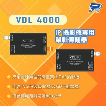 昌運監視器 VDL4000 IP攝影機用單軸傳輸器 傳輸距離可達800m (請來電洽詢)