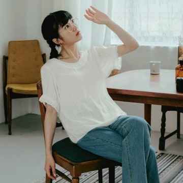OB嚴選中大尺碼-日系V領排釦鬆緊拋袖正反兩穿上衣《AB18517》
