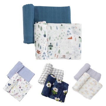 美國 Little Unicorn 竹纖維紗布巾兩入組|包巾|精美禮盒裝(多款可選)