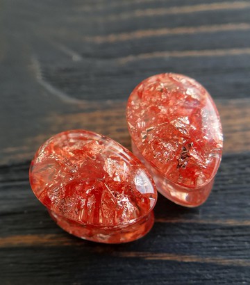 玫瑰塞耳環 2g 0g 00g 片狀彩虹淚珠樹脂