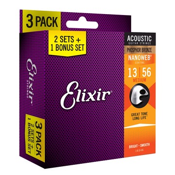 三包裝 Elixir 民謠吉他弦 16546 Nanoweb 薄包覆 磷青銅 13 56【黃石樂器】
