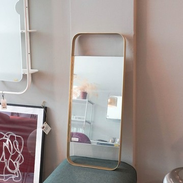 【Hübsch】簡約黃銅色金屬邊框半身鏡