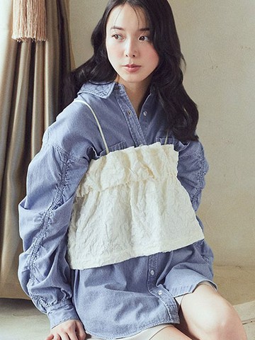 立體感緹花圖案細肩平口背心(01000091500) - earth music&ecology