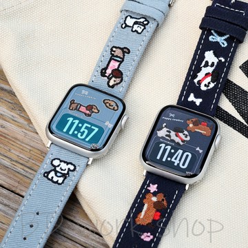 刺繡小動物牛仔錶帶 apple watch s10 錶帶 iwatch10 蘋果錶帶 9 8 7 6 SE 蘋果手錶錶帶