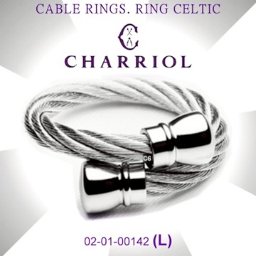 CHARRIOL夏利豪 Ring Celtic凱爾特人鋼索戒指-圓錐柱飾頭銀索L款 C6(02-01-00142)