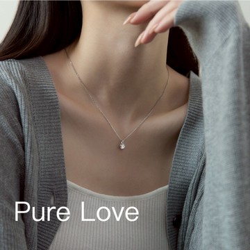 Pure Love樂芙 / 正韓 銀飾【S925純銀】N0962簡約通體純銀項鍊簡簡單單單鑽鋯石鎖骨鏈 短項鏈 / 銀