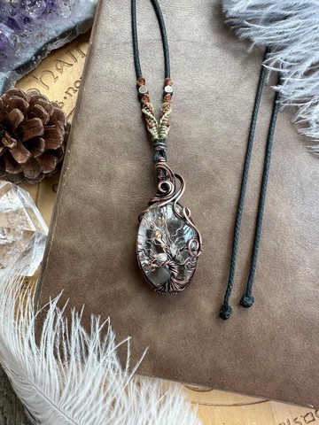 WW390 民族風繞銅線 復古做舊 wire wrap 幽靈水晶 生命之樹頸鏈