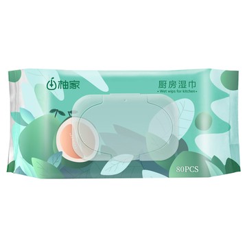 柚家 廚房清潔濕巾 80張  1個  25 x 20cm