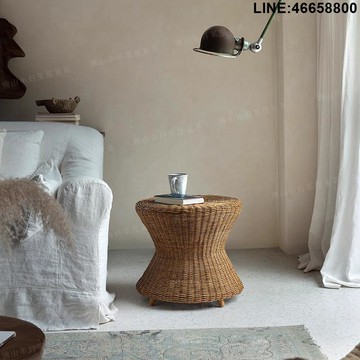 免運 開立發票 茶几 邊幾 小邊桌 東南亞藤藝\印尼手工藤編日式復古風邊角幾雜志置物架圓茶幾