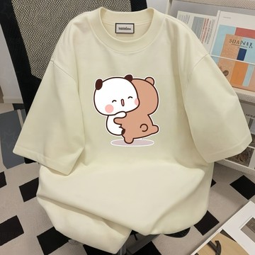 台灣出貨 一二布布衣服 一二 布布 情侶衣 女生短袖 女生上衣 寬鬆衣服 男女情侶裝 短袖T恤 純棉上衣 大碼衣服