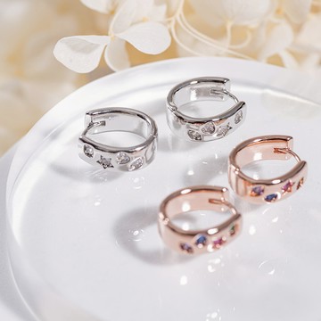 彩色珠寶盒925銀針耳環(共2色)-A10676