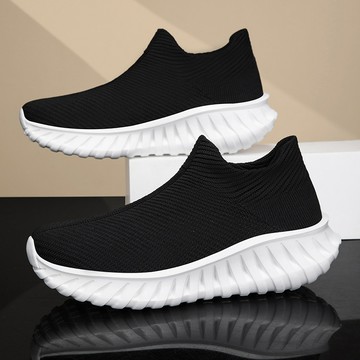 現貨免運 大尺碼散步鞋 男女同款運動鞋 46碼軟底運動鞋 輕便舒適休閒 健步老人鞋 網面透氣懶人一腳蹬 無鞋帶旅遊鞋