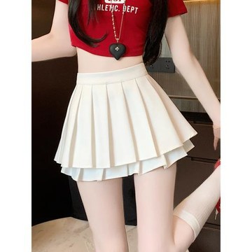 白色百褶半身裙女夏季2026新款高腰顯瘦防走光小個子a字蛋糕短裙