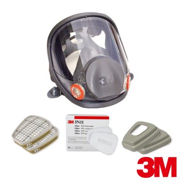 3M 6800 矽膠全面罩雙濾罐式x濾罐套組(6006濾毒罐+5N11濾棉+501濾蓋)