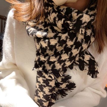 女士加厚立體編織秋冬款圍巾披肩