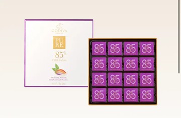 【GODIVA台中店】片裝85%黑巧克力16片裝*7盒
