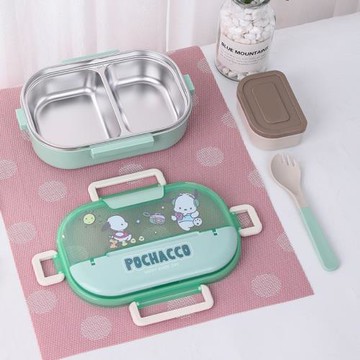 小清新卡通帕恰狗飯盒304不銹鋼保溫盒學生分格帶碗便當盒午餐盒