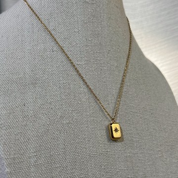 鈦鋼金色水滴方形項鍊男女款時尚復古嘻哈項鍊