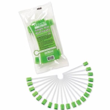 Oral Swabstick Toothette Plus Foam Tip Sodium Bicarbonate Green 200 Bags by Sage