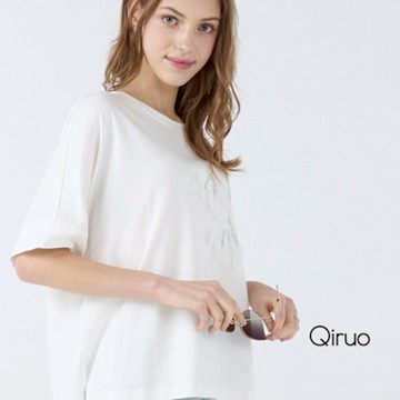Qiruo 奇若春夏專櫃白色上衣7054A 短袖圓領造型