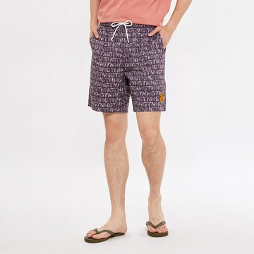 Hang Ten- 滿版HGTN印花抽繩短褲-男(薰衣草紫)