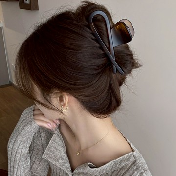 鯊魚夾 氣質設計~復古壓克力髮夾 女高級感 後腦勺盤髮 抓夾 2024新鯊魚夾 DMV20