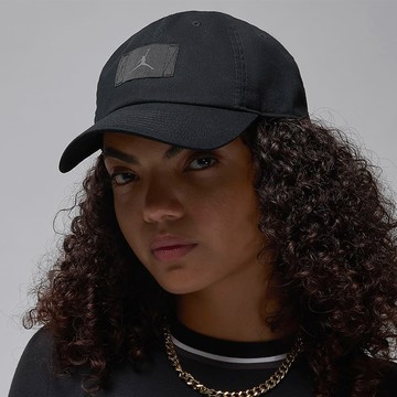 【NIKE】J CLUB CAP US CB FLT PATCH 男女款 休閒帽 喬丹 老帽 黑色-FD5181013