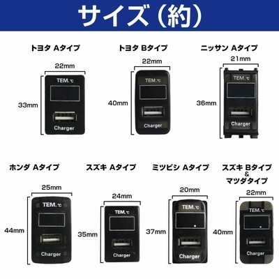 トヨタB】ムーヴカスタム L175/185S H18.10〜H22.12 LED/ブルー 温度計+USBポート 充電 12V 2.1A パネル USB スイッチホールカバー 電源 | LINEショッピング