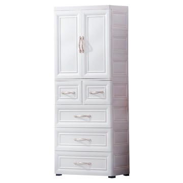 AOTTO 創意傢俱 輕奢款歐式雙開門五層衣櫃 優質PP  58 x 36 x 148cm  白色