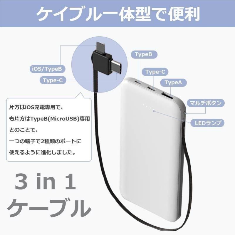 モバイルバッテリー 大容量 薄型 ケーブル内蔵 充電器 PSEマーク 12800mAh iphone 16 15 14 13 12 11 pro Xs  max 8 x plus 送料無料 ポケモンGO 2024 | LINEブランドカタログ