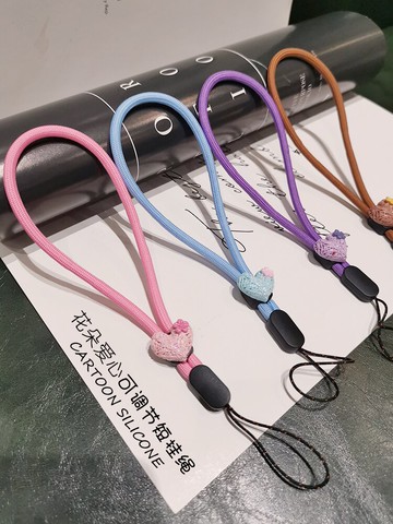 手機掛繩卡通愛心掛件簡約編織女款手腕短款掛飾扯不斷蘋果oppo華為vivo手機殼通用手鏈子創意吊墜鑰匙防丟繩